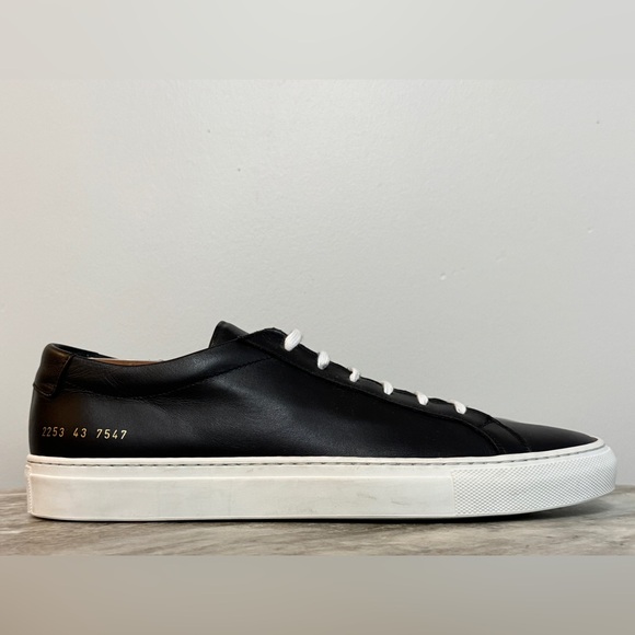 COMMON PROJECTS ORIGINAL ACHILLES LOW BLACK WHITE 10 EU 43 MINIMALIST $500 ITALY